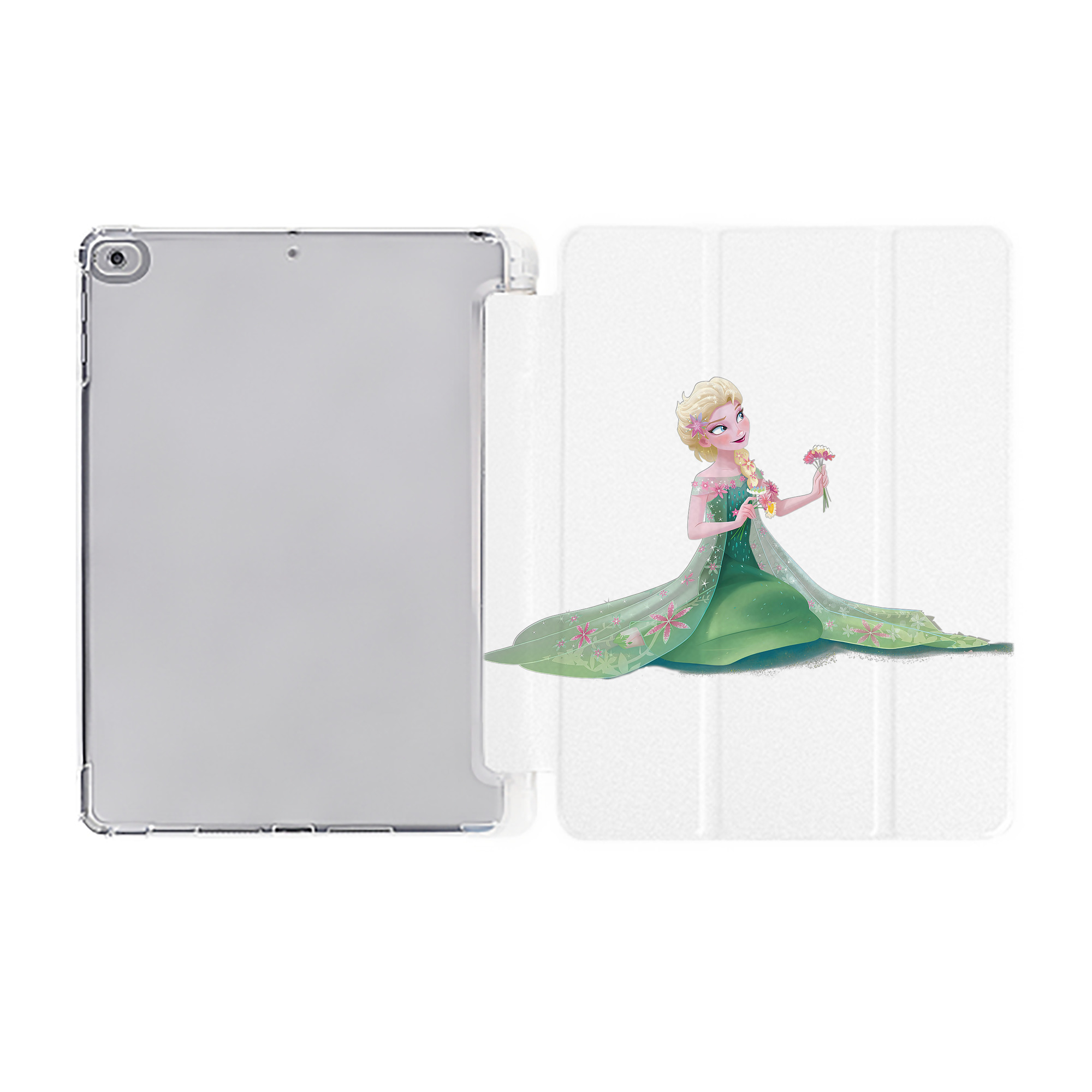 （画像用） アナと雪の女王 アンナ エルサ Frozen Anna Elsa IPad ケース ペン収納付き 三つ折りスタンド PUレザー×シリコン 対応機種9.5/10.5/10.9インチ